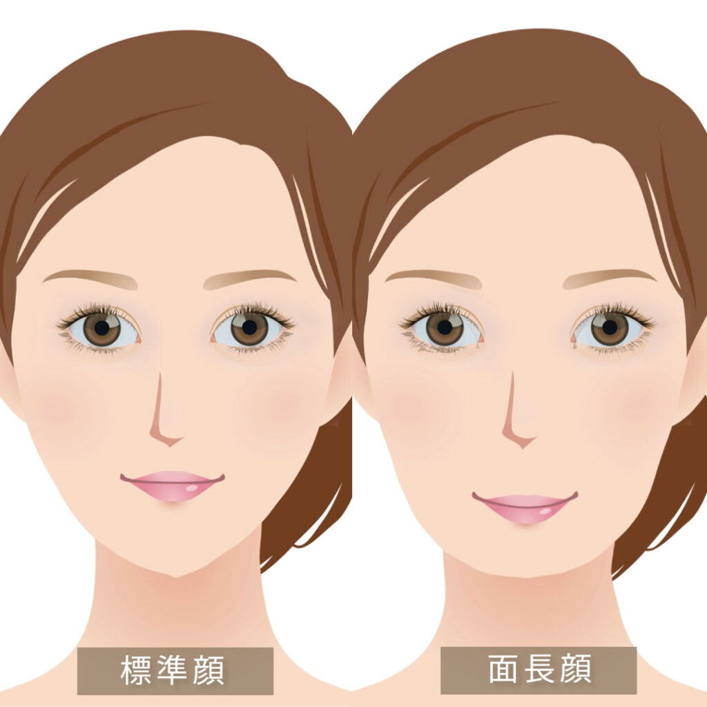 標準顔と面長顔の図解