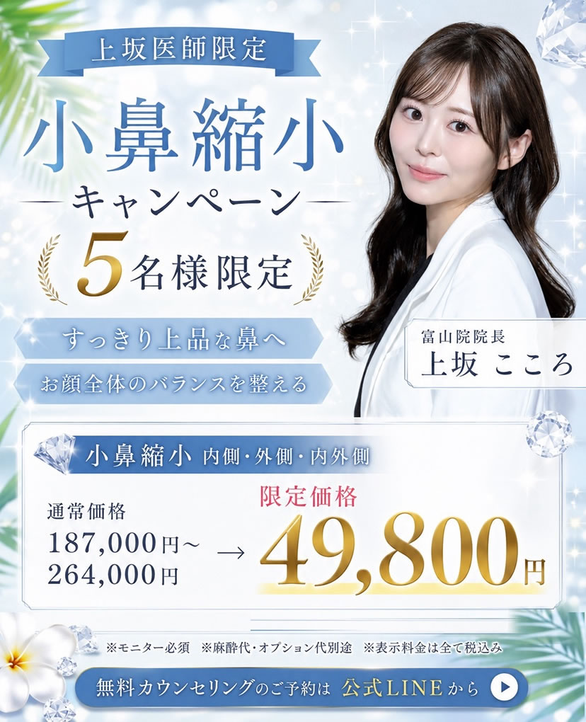 上坂こころ医師の小鼻縮小のキャンペーンバナー