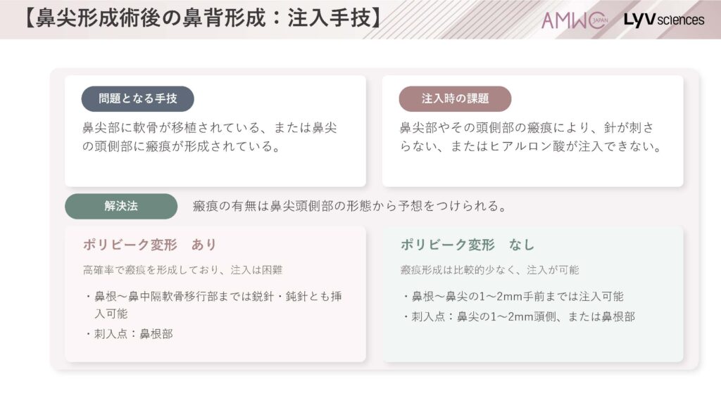 23_鼻尖形成術後の鼻背形成：注入手技